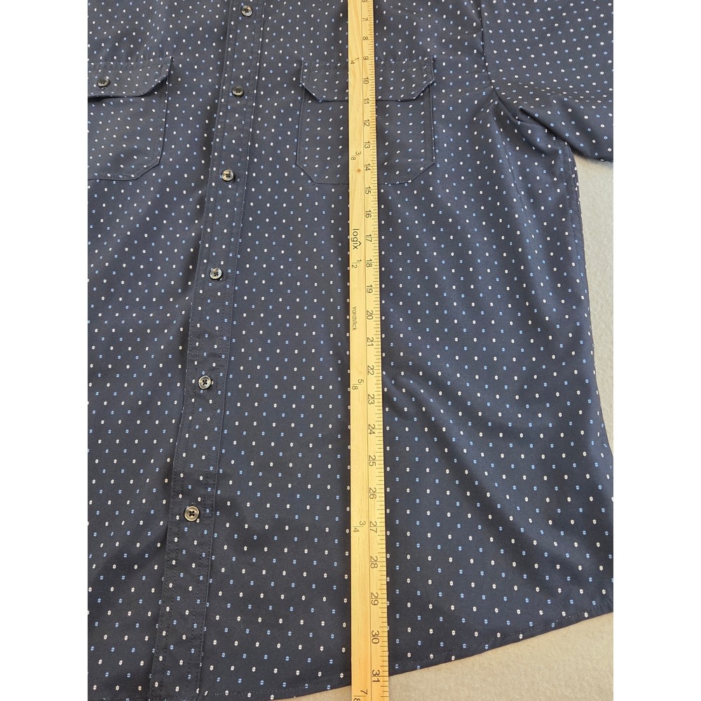 Kenneth Cole Reaction Men's 2X Button Up Short Sleeve Shirt Blue Floral Dot - Picture 4 of 10